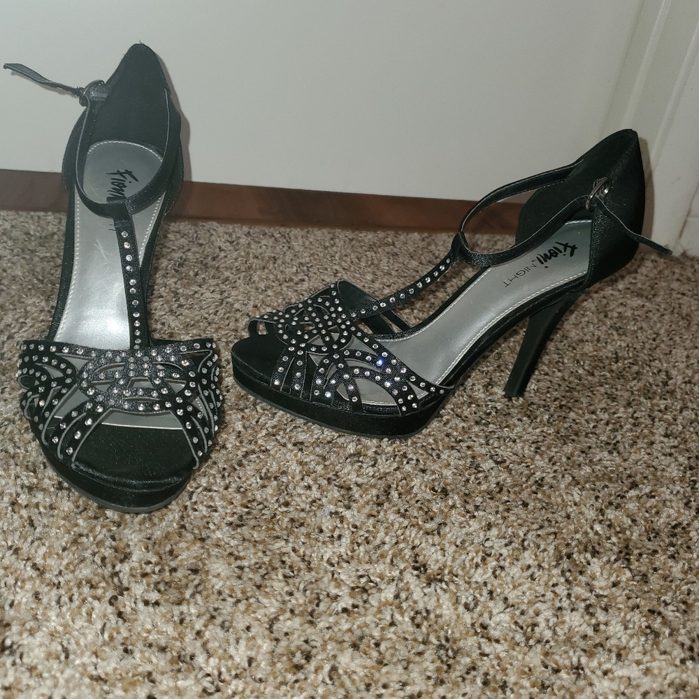 Black strappy heels